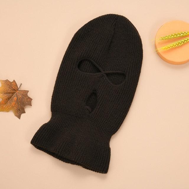 Full Face Cover Mask Three 3 Hole Balaclava Knit Hat Army Tactical CS Winter Ski Cycling Mask Beanie Hat Scarf Warm Face Masks Knit Hat Full Face Cover Balaclava Hats Funny Party Embroidery Beanies Caps Hole Knitted Full Face Cover Stevvex