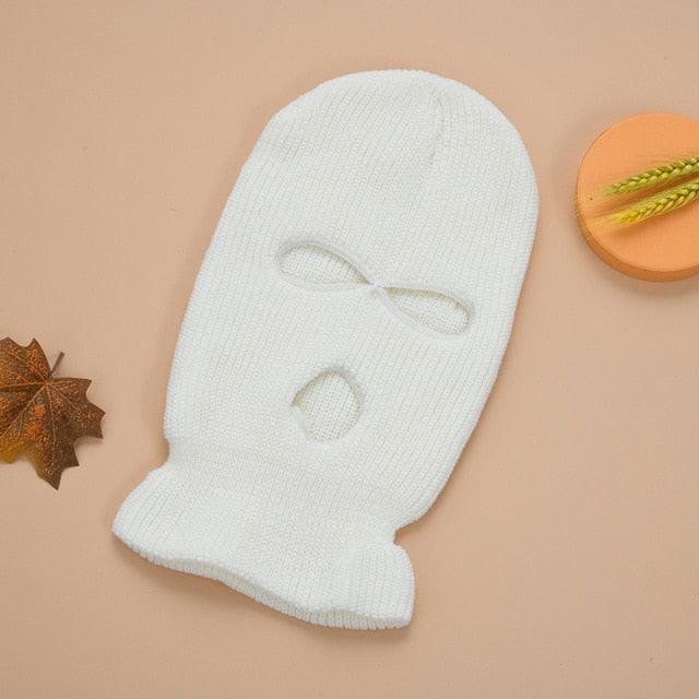 Full Face Cover Mask Three 3 Hole Balaclava Knit Hat Army Tactical CS Winter Ski Cycling Mask Beanie Hat Scarf Warm Face Masks Knit Hat Full Face Cover Balaclava Hats Funny Party Embroidery Beanies Caps Hole Knitted Full Face Cover Stevvex