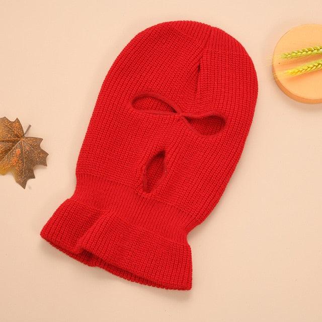 Full Face Cover Mask Three 3 Hole Balaclava Knit Hat Army Tactical CS Winter Ski Cycling Mask Beanie Hat Scarf Warm Face Masks Knit Hat Full Face Cover Balaclava Hats Funny Party Embroidery Beanies Caps Hole Knitted Full Face Cover Stevvex
