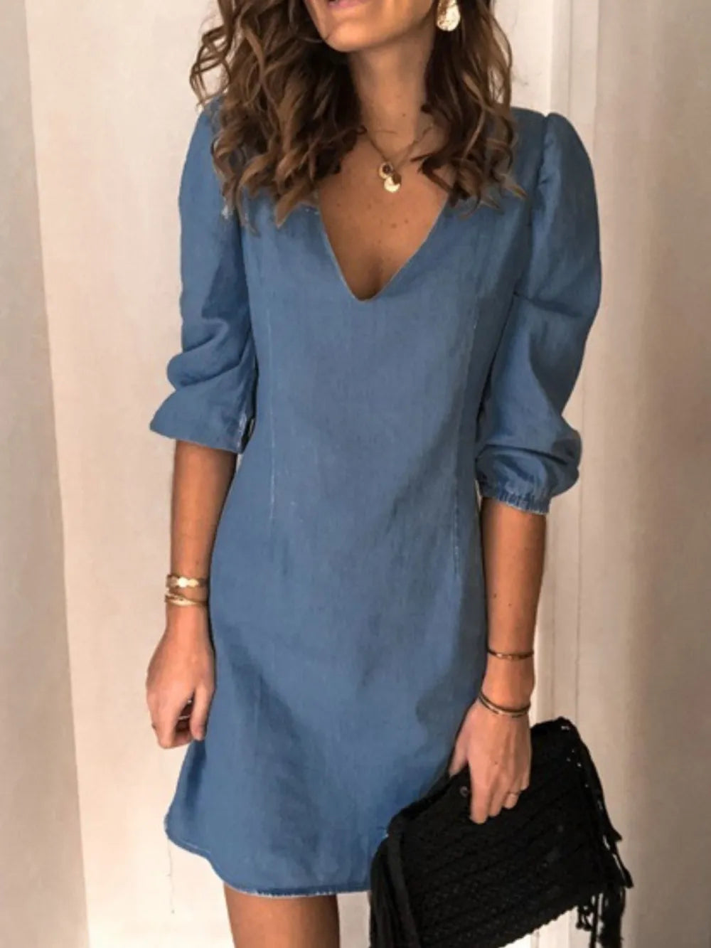 Full Size V-Neck Half Sleeve Dress V.I.P Digital Presence