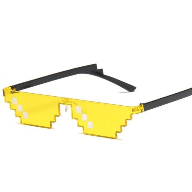 Funny Mosaic Sunglasses For Women New Elegant Vintage Small Frame Glasses For Lady New Retro Shape Metal Design Sunglasses, Men Women Glass 8 Bit Pixel Mosaic Glasses Photo Props Unisex Sunglass Stevvex