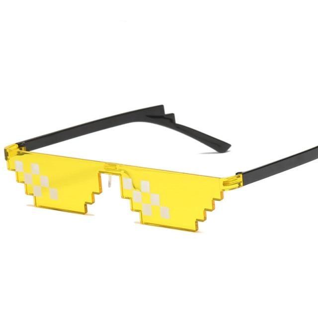 Funny Mosaic Sunglasses For Women New Elegant Vintage Small Frame Glasses For Lady New Retro Shape Metal Design Sunglasses, Men Women Glass 8 Bit Pixel Mosaic Glasses Photo Props Unisex Sunglass Stevvex
