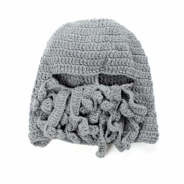 Funny Party Octopus Beard Hat Unisex Animal Cthulhu Crocheted Tentacle Knit Wind Mask Ski Cap Halloween Hats Bear Boys Octopus Beanie Hat For Men Winter Warm Skiing Biking Costume Squid Mask Foldaway Beard Octopus Pirate Hats Bearded Caps Stevvex