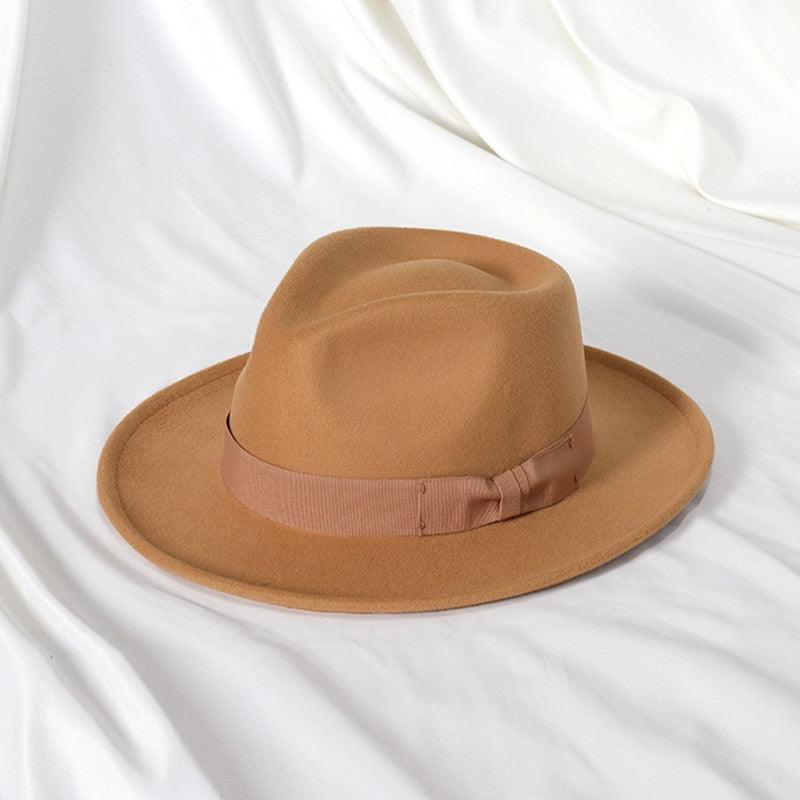 Gentleman New Fashion Men Fedoras Hat Jazz Hat With Bow Tie Fedora Hats Fashionable Classic Wide Brim  Hat Elegant Soft Outdoor Cap Casual Hat For Daily Wear Stevvex
