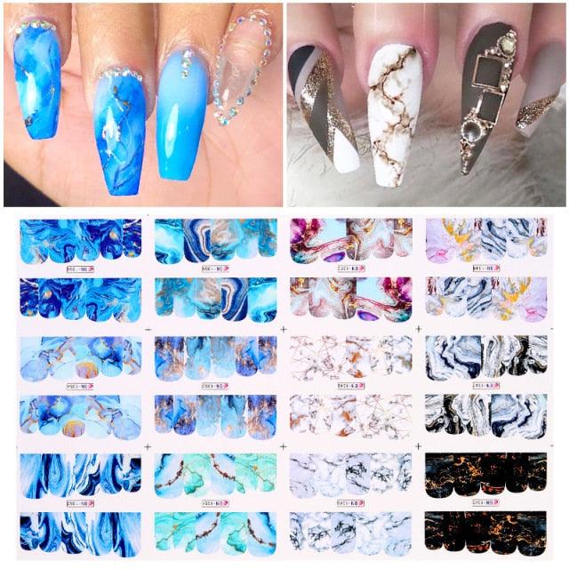 Geometrics Blue Flower Leaves Water Decals Stickers Special Floral Transfer Slider For Nails Decoration Nail Art Stickers Black White Flower Palm Leaf Nail Self-Adhesive Decals Nail Stickers Water Transfer Fresh Nail Decals for Nail Art Butterfly Palm