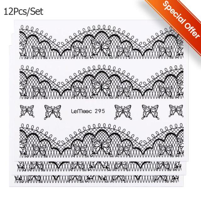 Geometrics Blue Flower Leaves Water Decals Stickers Special Floral Transfer Slider For Nails Decoration Nail Art Stickers Black White Flower Palm Leaf Nail Self-Adhesive Decals Nail Stickers Water Transfer Fresh Nail Decals for Nail Art Butterfly Palm