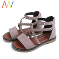 Girls Braided Beige Sandals with Yards Internal Length