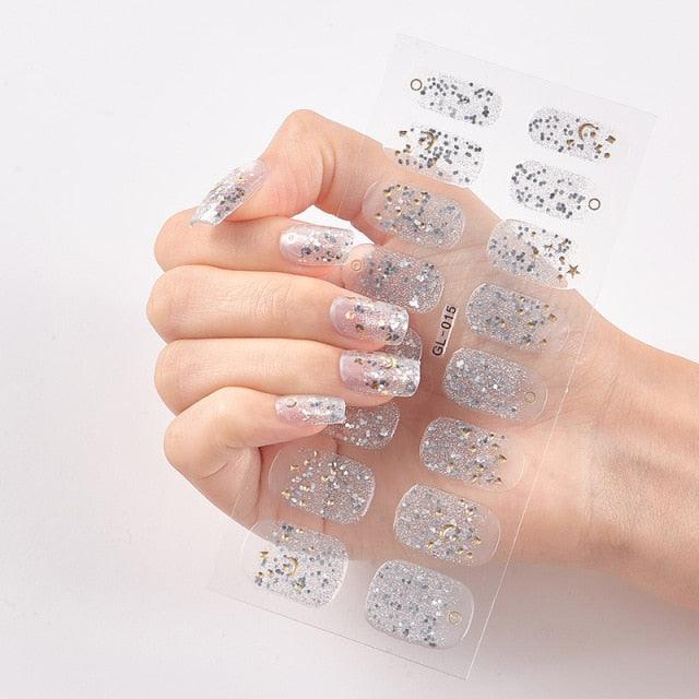 Glitter Series Shiny Manicure Decoration Designed Nail Art Stickers Nail Decoration Nail Wraps Shiny Tattoos Kids Nails Art Decoration Nail Strips Shiny French Tip Guides Stickers French Nail Stickers Form Fringe Guides
