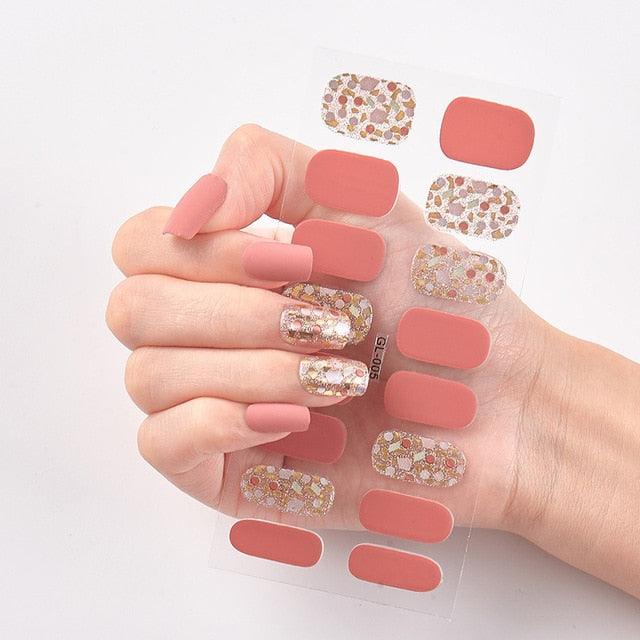 Glitter Series Shiny Manicure Decoration Designed Nail Art Stickers Nail Decoration Nail Wraps Shiny Tattoos Kids Nails Art Decoration Nail Strips Shiny French Tip Guides Stickers French Nail Stickers Form Fringe Guides