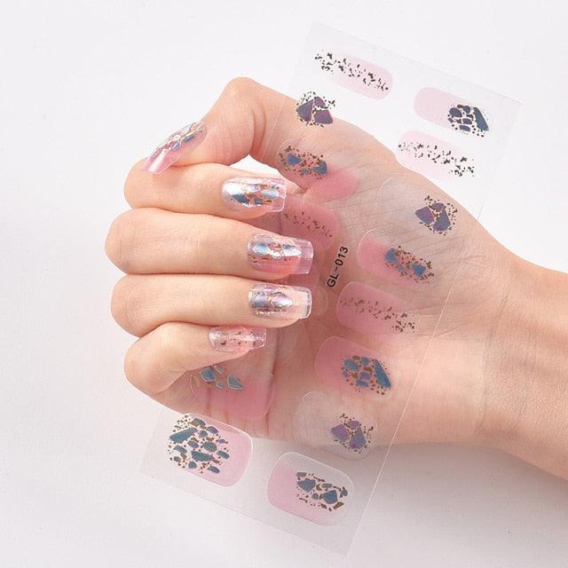 Glitter Series Shiny Manicure Decoration Designed Nail Art Stickers Nail Decoration Nail Wraps Shiny Tattoos Kids Nails Art Decoration Nail Strips Shiny French Tip Guides Stickers French Nail Stickers Form Fringe Guides