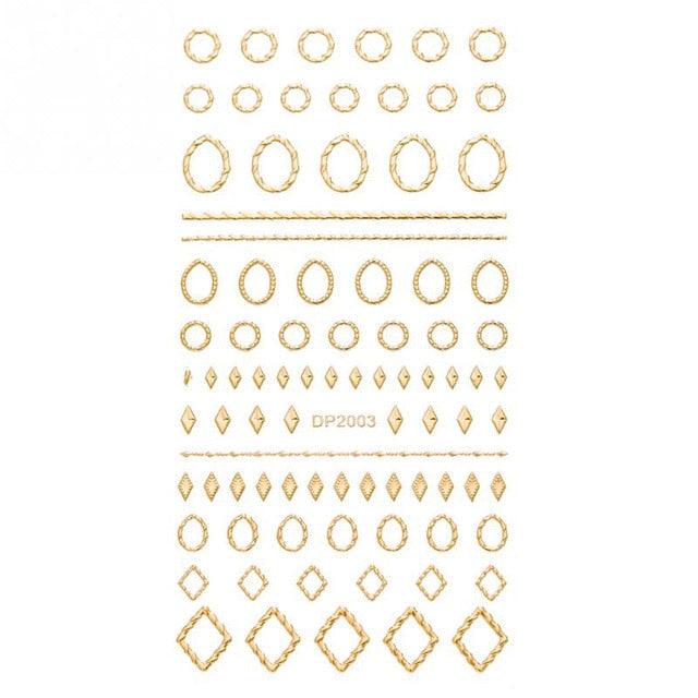 Gold 3D Nail Sticker Curve Stripe Lines Nails Stickers Gradient Adhesive Striping Tape Nail Foil Nail Art Stickers Decals Silver Strip Line Nail Decal Self-Adhesive 3D Wave Decal Decoration Metallic Curve Design Decoration for Women Girls