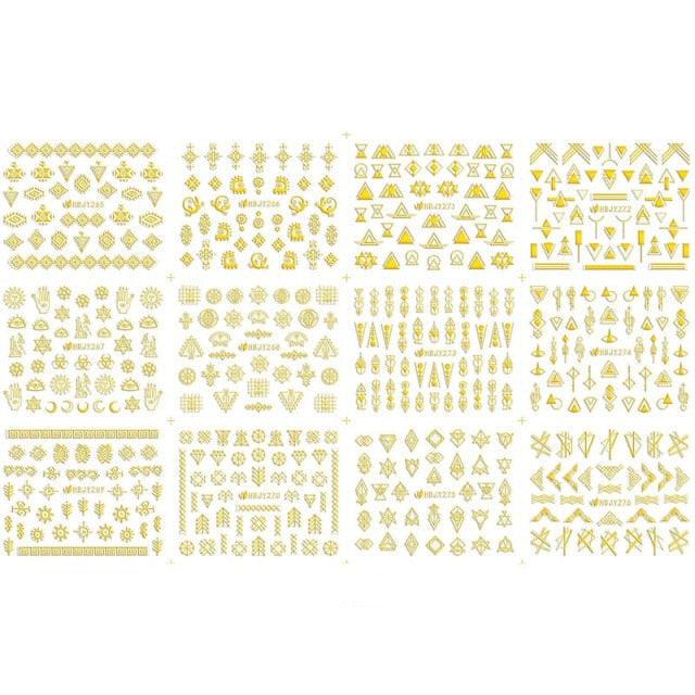 Gold Moon Star 3D Nail Stickers Ultra-thin Adhesive Decals Nail Art Decorations Stamping Manicure Nails Stickers Tool 3d Nail Decal Stickers Manicure Nail Art Decoration Accessories Holographic Old English Character Nail Self-Adhesive Sticker