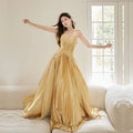 Gold Satin Heavy Industry Birthday Dress