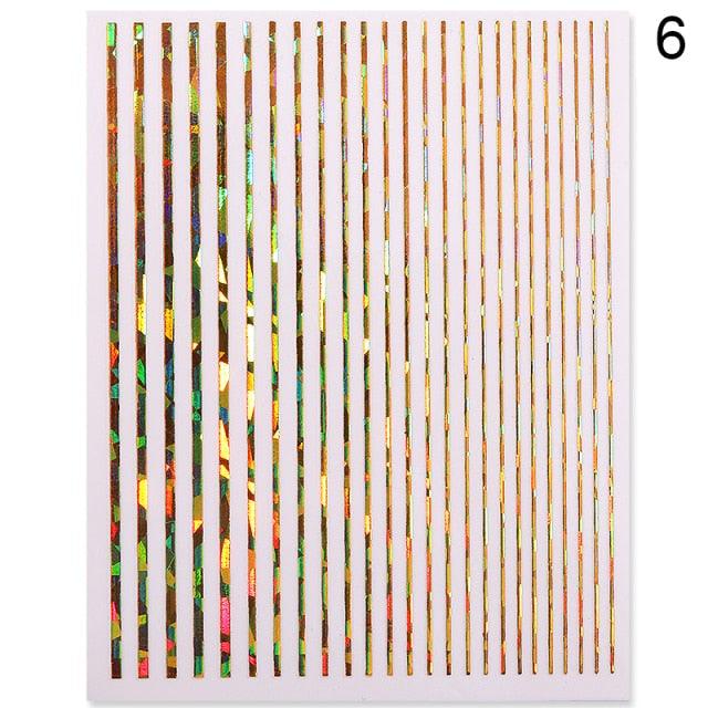 Gold Silver 3D Nail Sticker Curve Stripe Lines Nails Stickers Gradient Adhesive Striping Tape Nail Art Stickers Decal Decoration Metallic Curve Strip Line Nail Decal Self-Adhesive 3D Wave Design Decoration for Women Girls