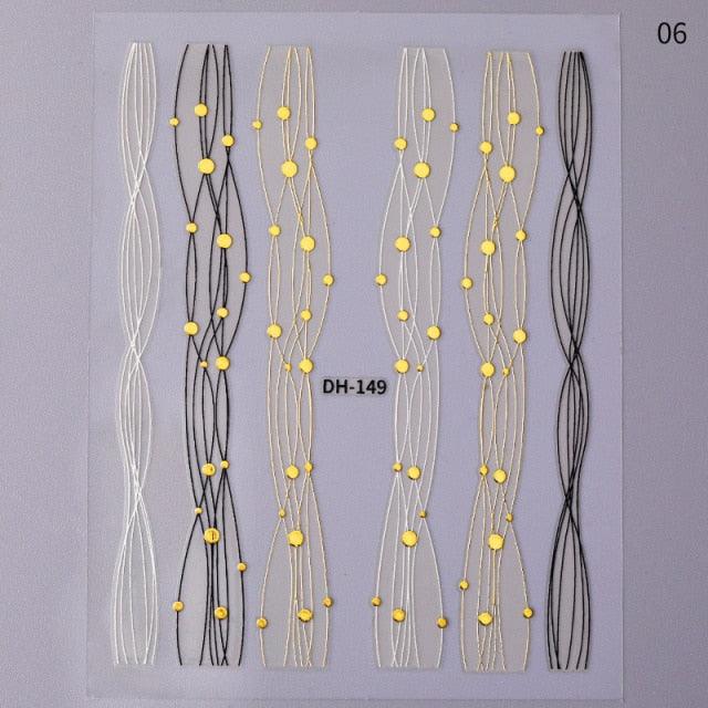 Gold Silver 3D Nail Sticker Curve Stripe Lines Nails Stickers Gradient Adhesive Striping Tape Nail Art Stickers Decal Decoration Metallic Curve Strip Line Nail Decal Self-Adhesive 3D Wave Design Decoration for Women Girls