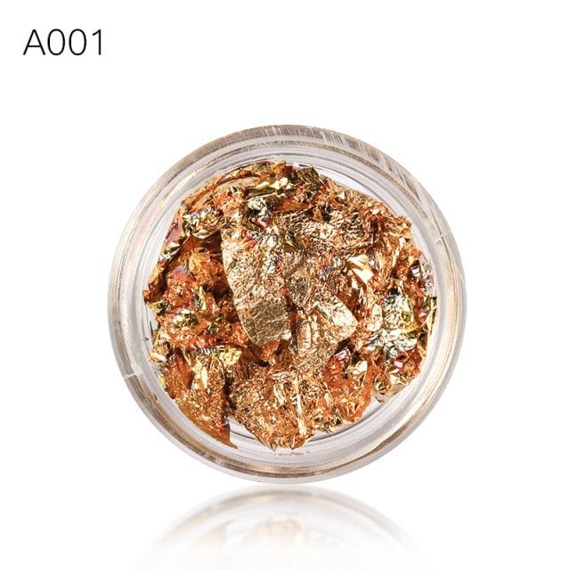 Gold Silver Irregular Aluminum Foil Paper Nail Art Sticker 3D Glitter Manicure UV Gel Polish Nail Decoration Tools Decoration Stickers Decoration New Gold Nail Transfer Foils for Nail Arts Nails Supply Holographic Effect Nail Art Foil Stickers