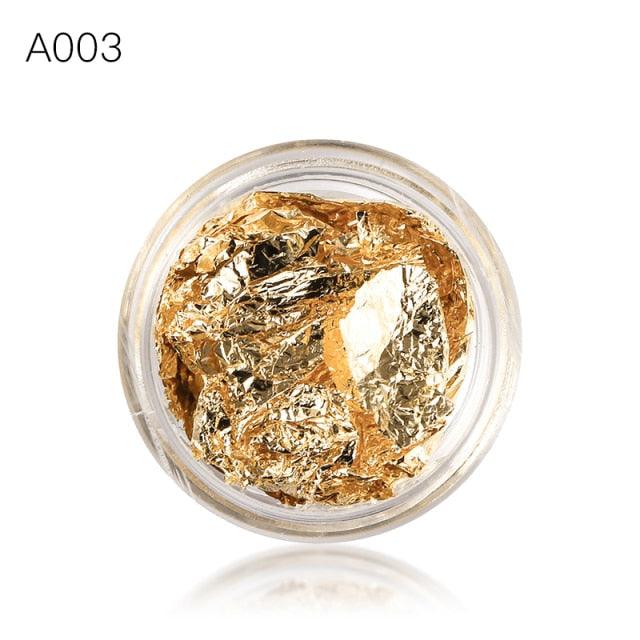 Gold Silver Irregular Aluminum Foil Paper Nail Art Sticker 3D Glitter Manicure UV Gel Polish Nail Decoration Tools Decoration Stickers Decoration New Gold Nail Transfer Foils for Nail Arts Nails Supply Holographic Effect Nail Art Foil Stickers