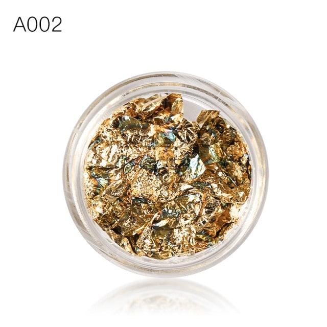Gold Silver Irregular Aluminum Foil Paper Nail Art Sticker 3D Glitter Manicure UV Gel Polish Nail Decoration Tools Decoration Stickers Decoration New Gold Nail Transfer Foils for Nail Arts Nails Supply Holographic Effect Nail Art Foil Stickers