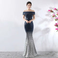 Gradient Sequined Birthday Party Dress Slimming Host Gown