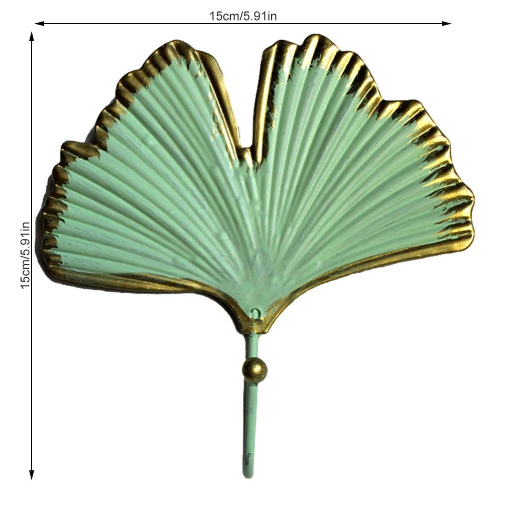 Green Gold Single Leaf Hanging Coat Hook Mini Wall Key Hook Home Decoration Modern Home Hanger Leaf Shape Coat Hooks Wall Mounted Hooks Stevvex