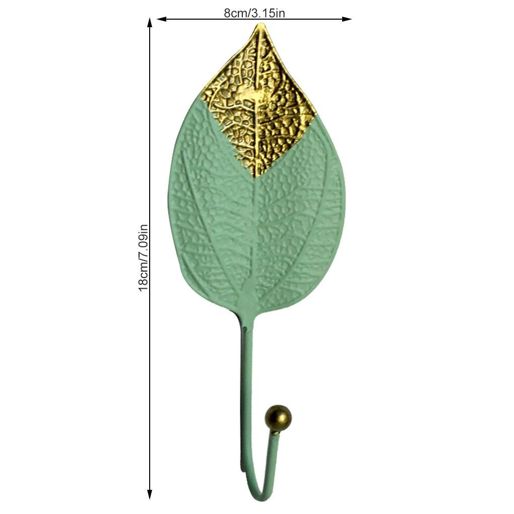Green Gold Single Leaf Hanging Coat Hook Mini Wall Key Hook Home Decoration Modern Home Hanger Leaf Shape Coat Hooks Wall Mounted Hooks Stevvex