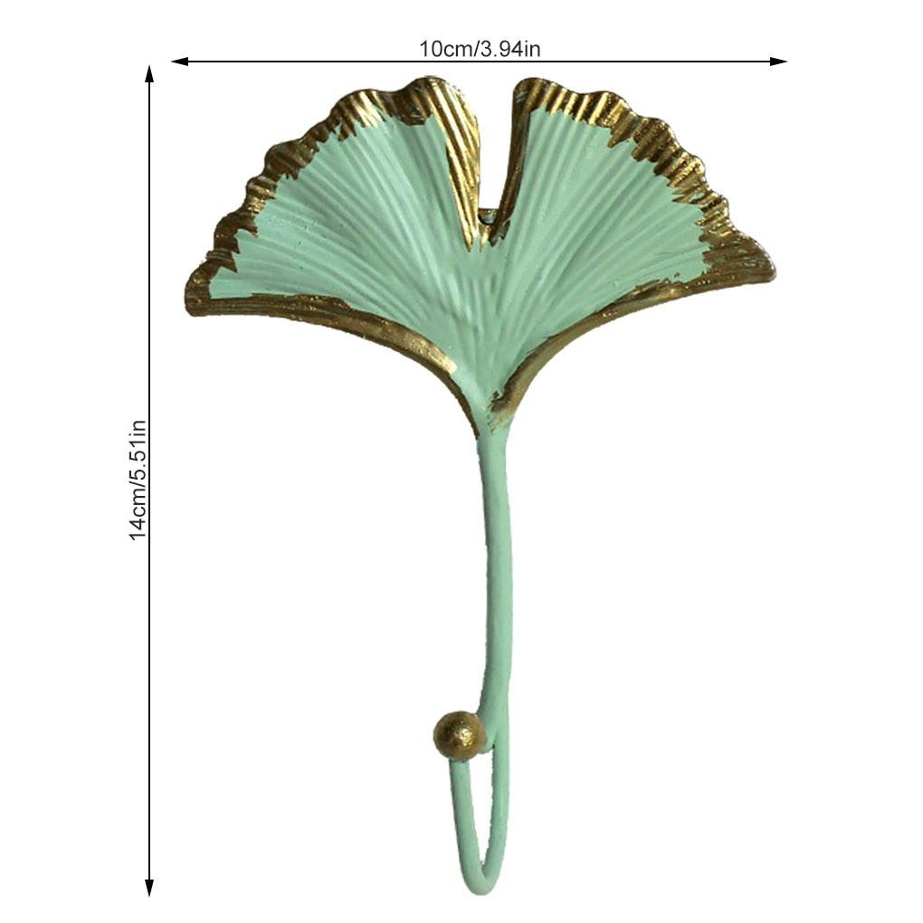 Green Gold Single Leaf Hanging Coat Hook Mini Wall Key Hook Home Decoration Modern Home Hanger Leaf Shape Coat Hooks Wall Mounted Hooks Stevvex