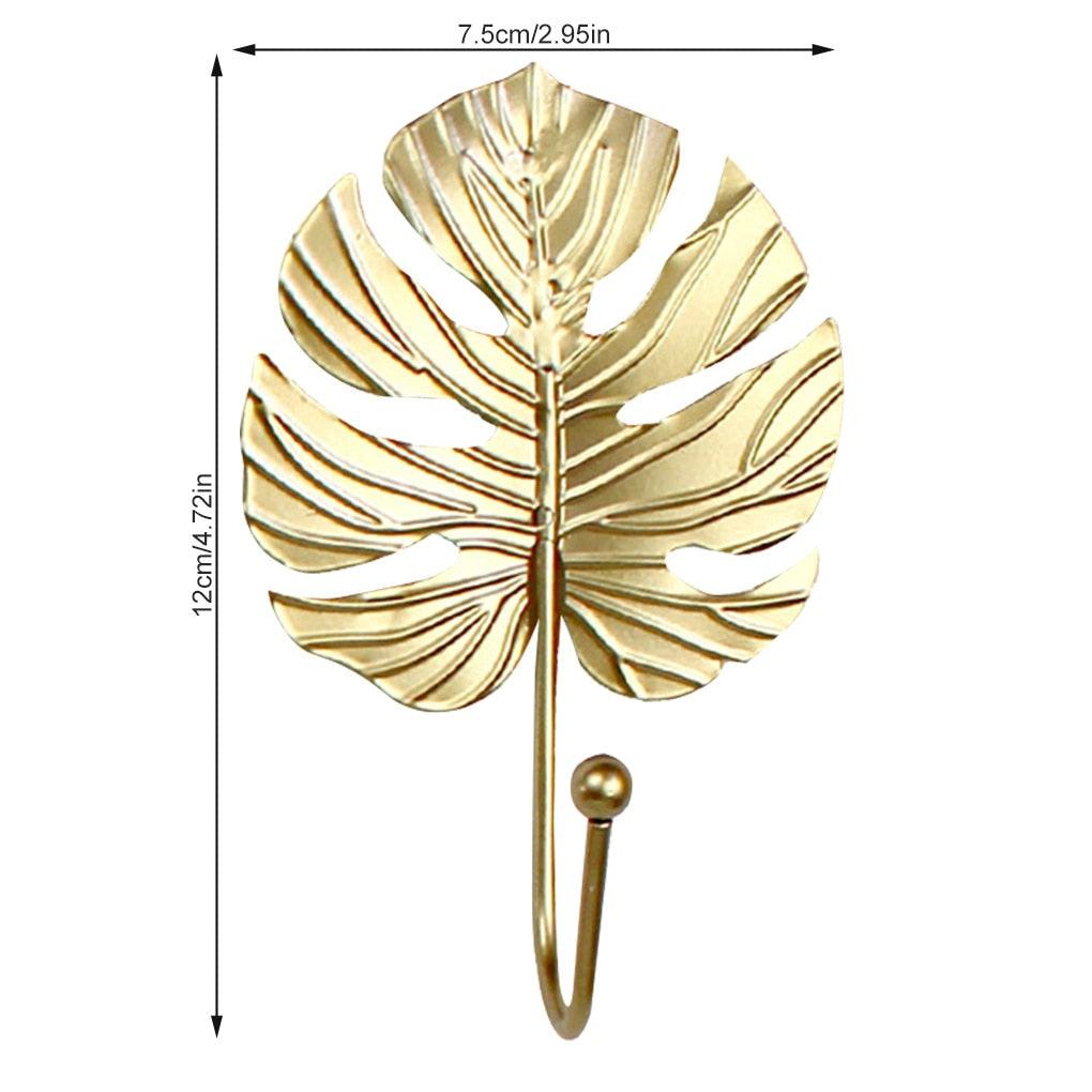 Green Gold Single Leaf Hanging Coat Hook Mini Wall Key Hook Home Decoration Modern Home Hanger Leaf Shape Coat Hooks Wall Mounted Hooks Stevvex