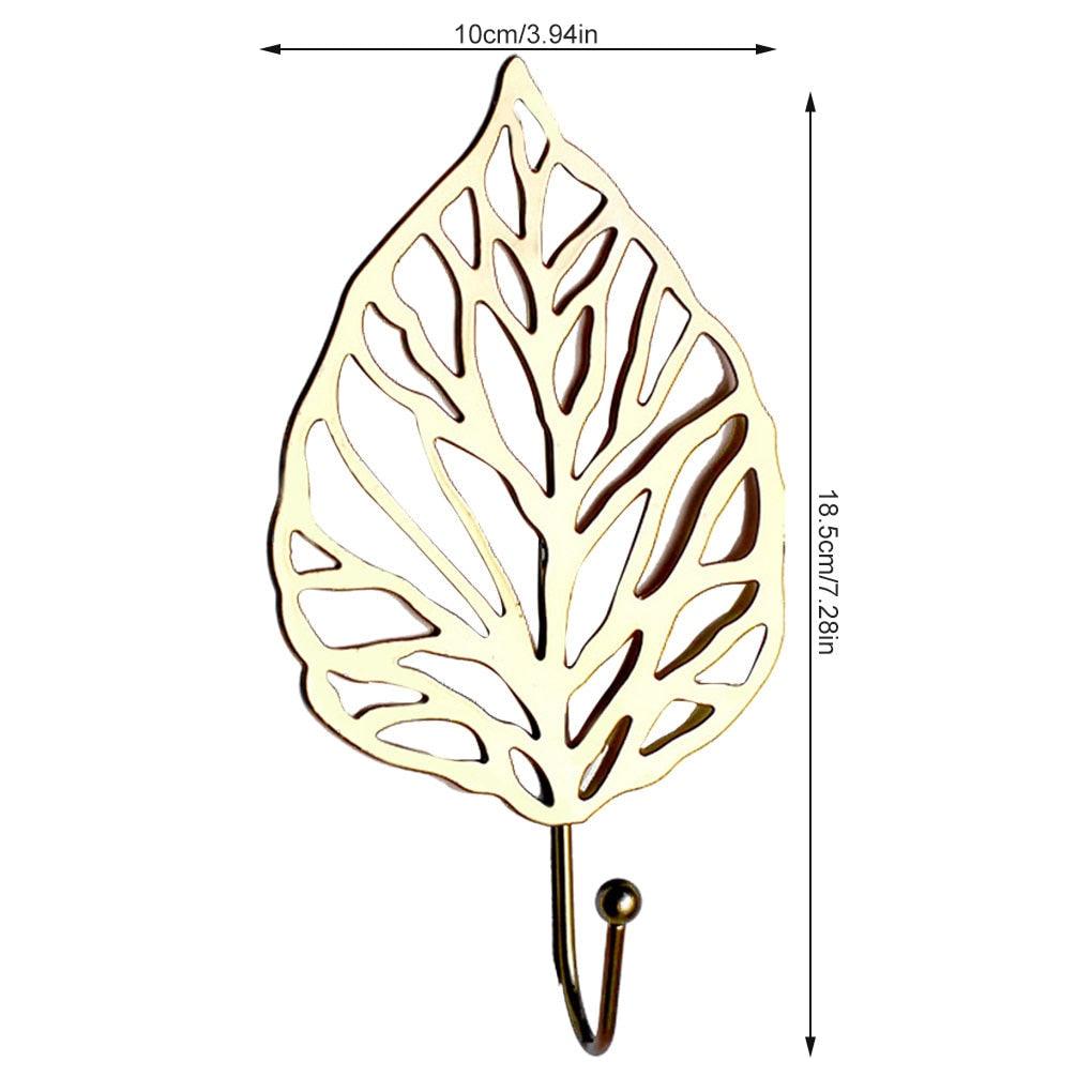 Green Gold Single Leaf Hanging Coat Hook Mini Wall Key Hook Home Decoration Modern Home Hanger Leaf Shape Coat Hooks Wall Mounted Hooks Stevvex