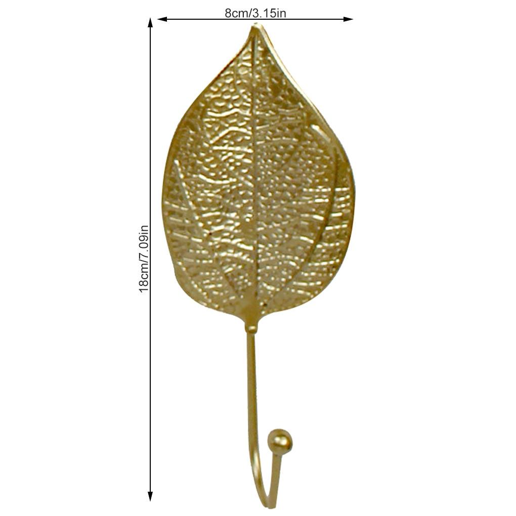 Green Gold Single Leaf Hanging Coat Hook Mini Wall Key Hook Home Decoration Modern Home Hanger Leaf Shape Coat Hooks Wall Mounted Hooks Stevvex