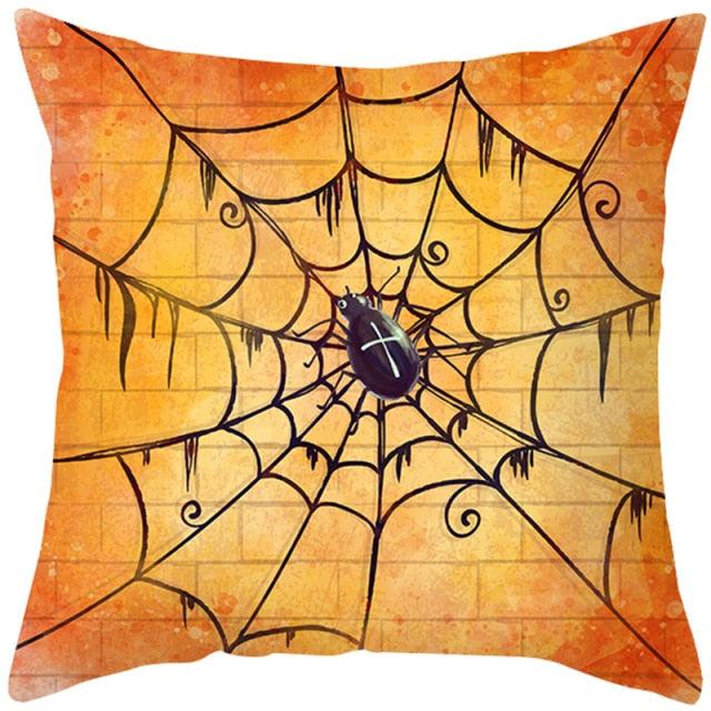 Halloween Cushion Cover Horror Pumpkin Printed Pillow Case Orange And Black Pillow Cover Pumpkin Farmhouse Deco Happy Halloween Decorative Pillow Case For Home  45x45CM Stevvex
