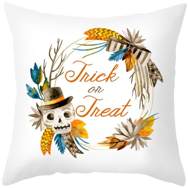 Halloween Cushion Cover Horror Pumpkin Printed Pillow Case Orange And Black Pillow Cover Pumpkin Farmhouse Deco Happy Halloween Decorative Pillow Case For Home  45x45CM Stevvex