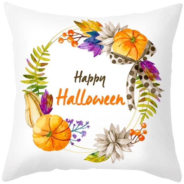 Halloween Cushion Cover Horror Pumpkin Printed Pillow Case Orange And Black Pillow Cover Pumpkin Farmhouse Deco Happy Halloween Decorative Pillow Case For Home  45x45CM Stevvex