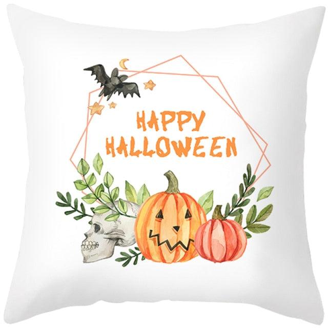 Halloween Cushion Cover Horror Pumpkin Printed Pillow Case Orange And Black Pillow Cover Pumpkin Farmhouse Deco Happy Halloween Decorative Pillow Case For Home  45x45CM Stevvex