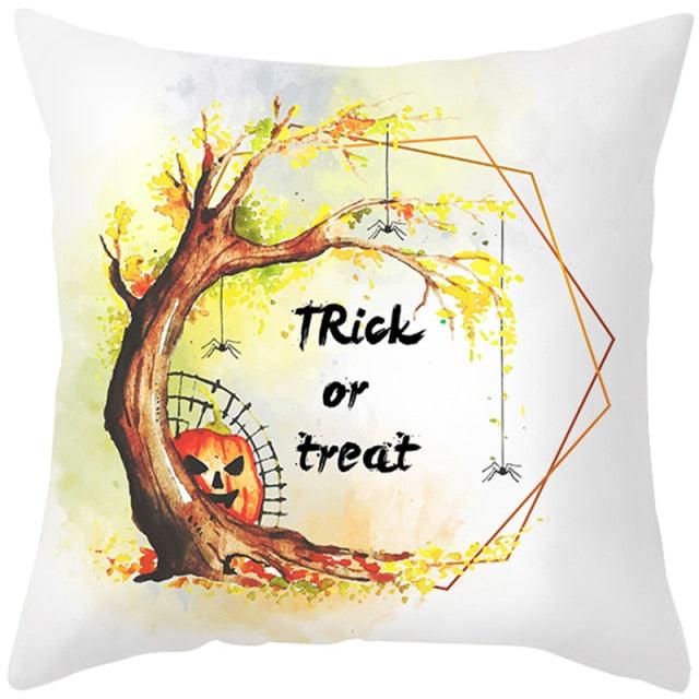 Halloween Cushion Cover Horror Pumpkin Printed Pillow Case Orange And Black Pillow Cover Pumpkin Farmhouse Deco Happy Halloween Decorative Pillow Case For Home  45x45CM Stevvex