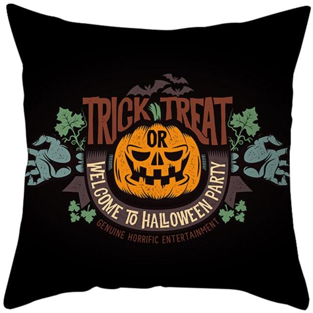 Halloween Cushion Cover Horror Pumpkin Printed Pillow Case Orange And Black Pillow Cover Pumpkin Farmhouse Deco Happy Halloween Decorative Pillow Case For Home  45x45CM Stevvex