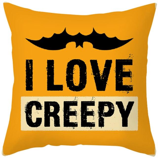Halloween Cushion Cover Horror Pumpkin Printed Pillow Case Orange And Black Pillow Cover Pumpkin Farmhouse Deco Happy Halloween Decorative Pillow Case For Home  45x45CM Stevvex