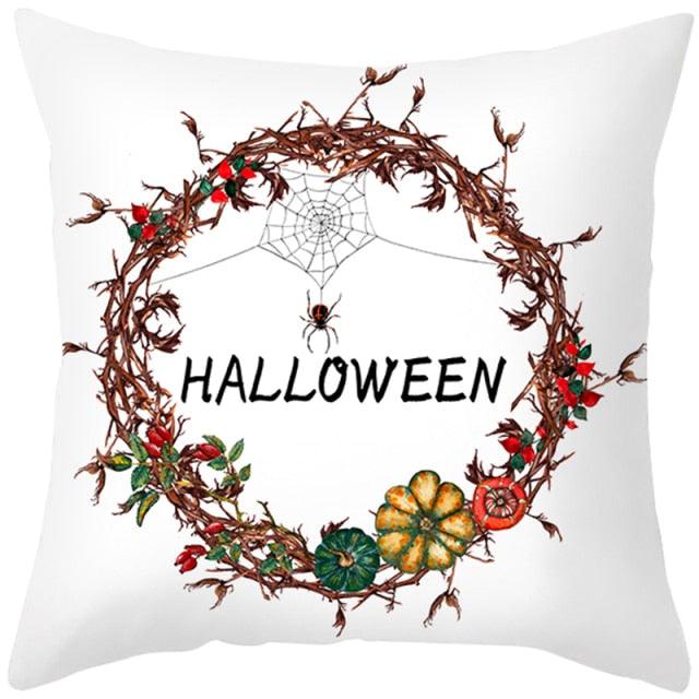 Halloween Cushion Cover Horror Pumpkin Printed Pillow Case Orange And Black Pillow Cover Pumpkin Farmhouse Deco Happy Halloween Decorative Pillow Case For Home  45x45CM Stevvex