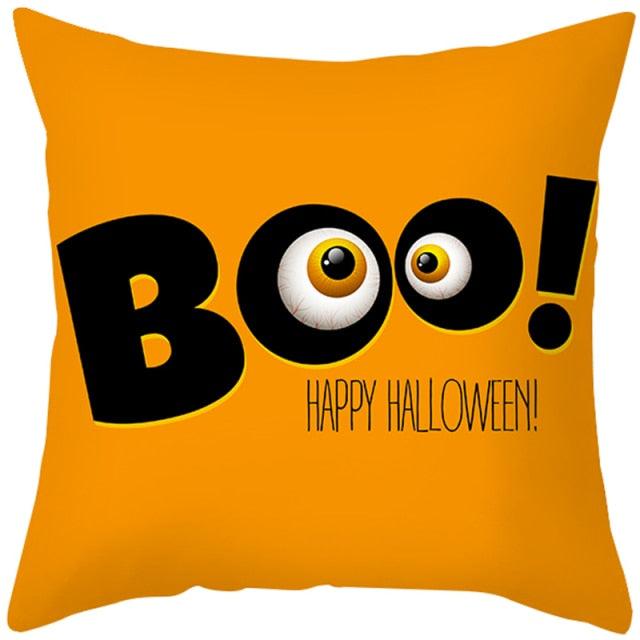 Halloween Cushion Cover Horror Pumpkin Printed Pillow Case Orange And Black Pillow Cover Pumpkin Farmhouse Deco Happy Halloween Decorative Pillow Case For Home  45x45CM Stevvex