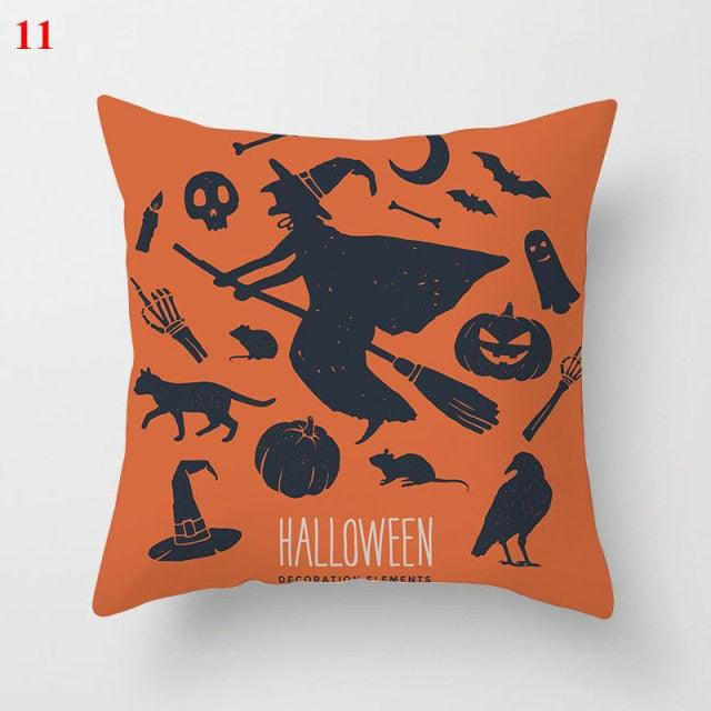 Halloween Cushion Cover Soft Linen Pillow Case Sofa Decoration Pumpkin Printed Pillow Case Orange And Black Pillow Cover For Living Room Car Pillowcase Home Supplies Stevvex