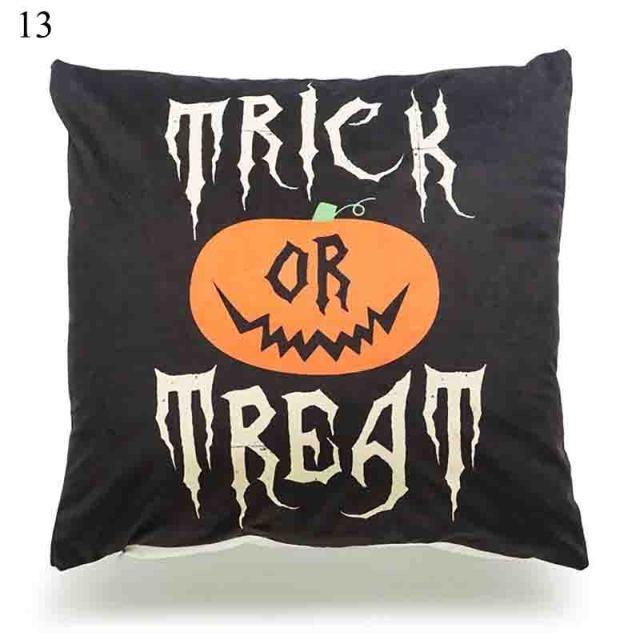 Halloween Cushion Cover Soft Linen Pillow Case Sofa Decoration Pumpkin Printed Pillow Case Orange And Black Pillow Cover For Living Room Car Pillowcase Home Supplies Stevvex
