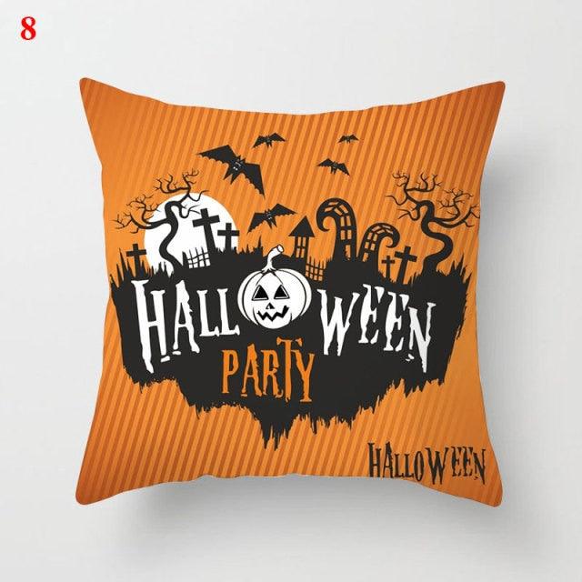 Halloween Cushion Cover Soft Linen Pillow Case Sofa Decoration Pumpkin Printed Pillow Case Orange And Black Pillow Cover For Living Room Car Pillowcase Home Supplies Stevvex