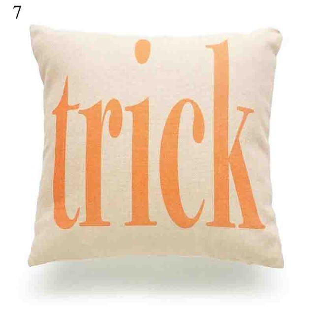 Halloween Cushion Cover Soft Linen Pillow Case Sofa Decoration Pumpkin Printed Pillow Case Orange And Black Pillow Cover For Living Room Car Pillowcase Home Supplies Stevvex