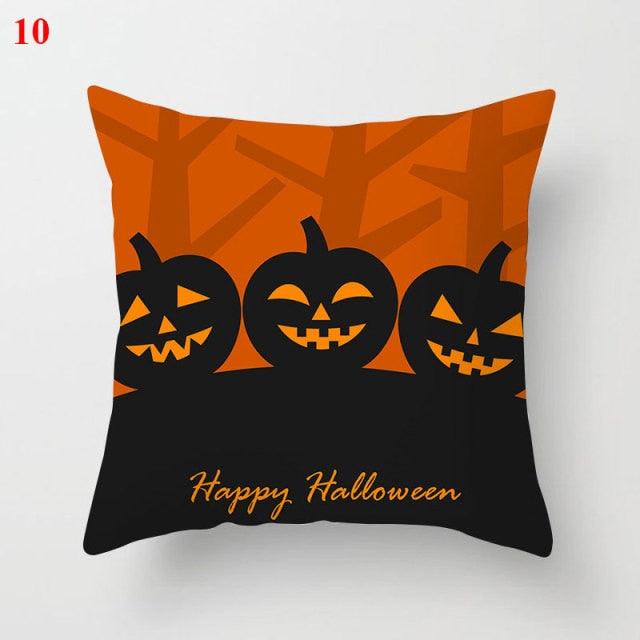 Halloween Cushion Cover Soft Linen Pillow Case Sofa Decoration Pumpkin Printed Pillow Case Orange And Black Pillow Cover For Living Room Car Pillowcase Home Supplies Stevvex