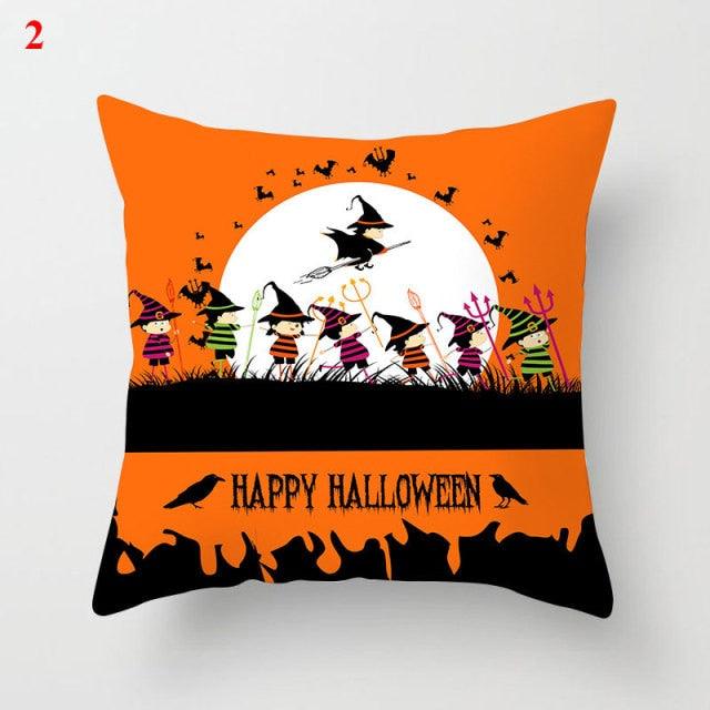Halloween Cushion Cover Soft Linen Pillow Case Sofa Decoration Pumpkin Printed Pillow Case Orange And Black Pillow Cover For Living Room Car Pillowcase Home Supplies Stevvex