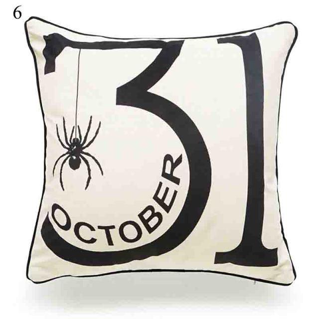 Halloween Cushion Cover Soft Linen Pillow Case Sofa Decoration Pumpkin Printed Pillow Case Orange And Black Pillow Cover For Living Room Car Pillowcase Home Supplies Stevvex