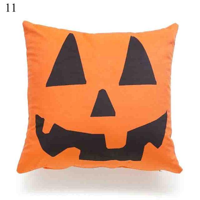 Halloween Cushion Cover Soft Linen Pillow Case Sofa Decoration Pumpkin Printed Pillow Case Orange And Black Pillow Cover For Living Room Car Pillowcase Home Supplies Stevvex