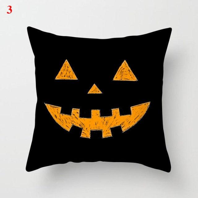 Halloween Cushion Cover Soft Linen Pillow Case Sofa Decoration Pumpkin Printed Pillow Case Orange And Black Pillow Cover For Living Room Car Pillowcase Home Supplies Stevvex
