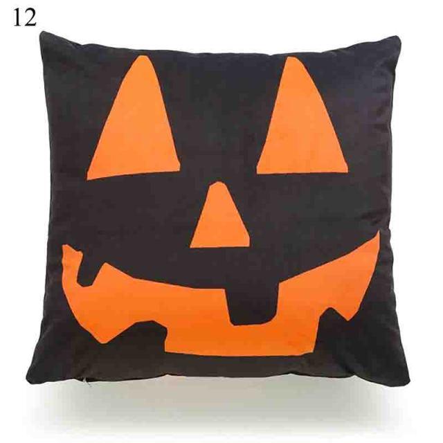 Halloween Cushion Cover Soft Linen Pillow Case Sofa Decoration Pumpkin Printed Pillow Case Orange And Black Pillow Cover For Living Room Car Pillowcase Home Supplies Stevvex