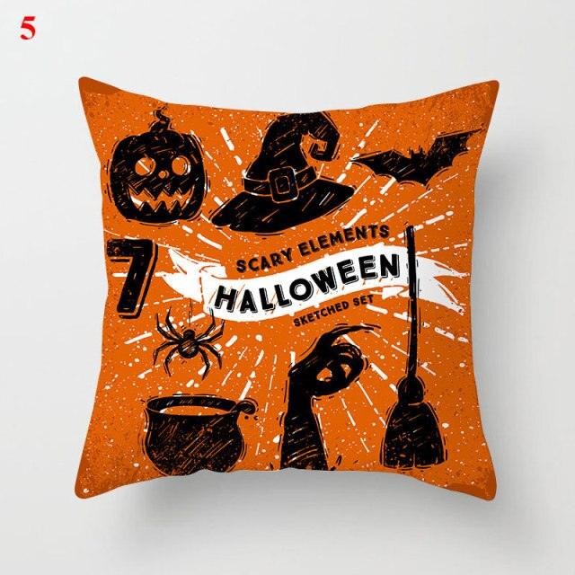 Halloween Cushion Cover Soft Linen Pillow Case Sofa Decoration Pumpkin Printed Pillow Case Orange And Black Pillow Cover For Living Room Car Pillowcase Home Supplies Stevvex