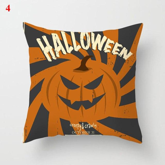 Halloween Cushion Cover Soft Linen Pillow Case Sofa Decoration Pumpkin Printed Pillow Case Orange And Black Pillow Cover For Living Room Car Pillowcase Home Supplies Stevvex
